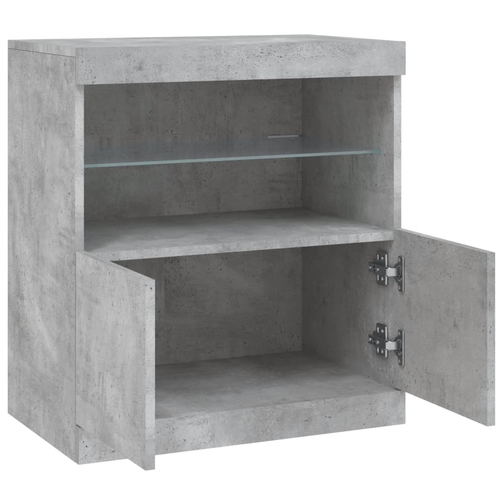 Skjenk Med Led-Lys Betonggrå 60X37X67 Cm