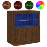 Skjenk Med Led-Lys Brun Eik 60X37X67 Cm