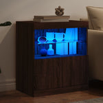 Skjenk Med Led-Lys Brun Eik 60X37X67 Cm