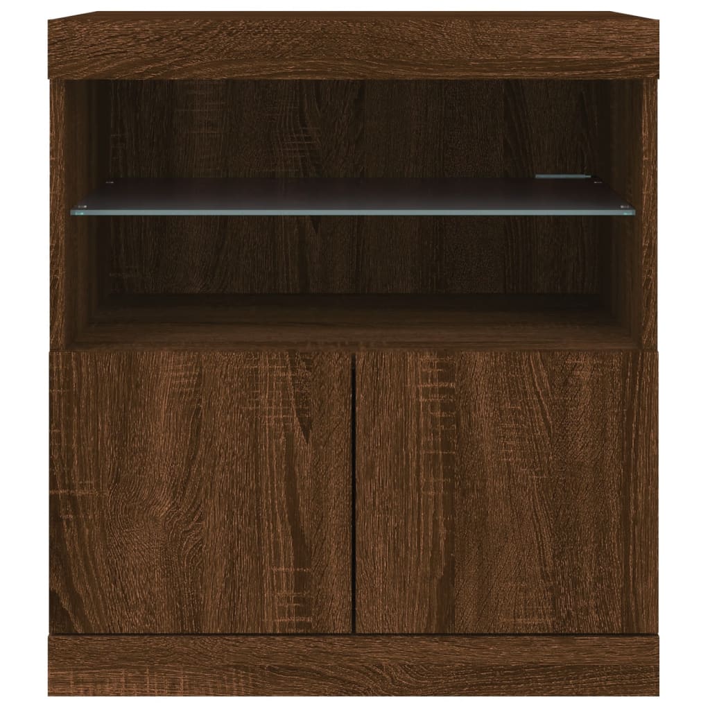 Skjenk Med Led-Lys Brun Eik 60X37X67 Cm