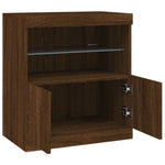 Skjenk Med Led-Lys Brun Eik 60X37X67 Cm