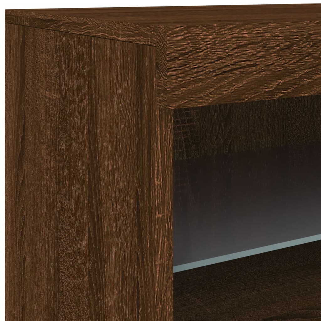 Skjenk Med Led-Lys Brun Eik 60X37X67 Cm
