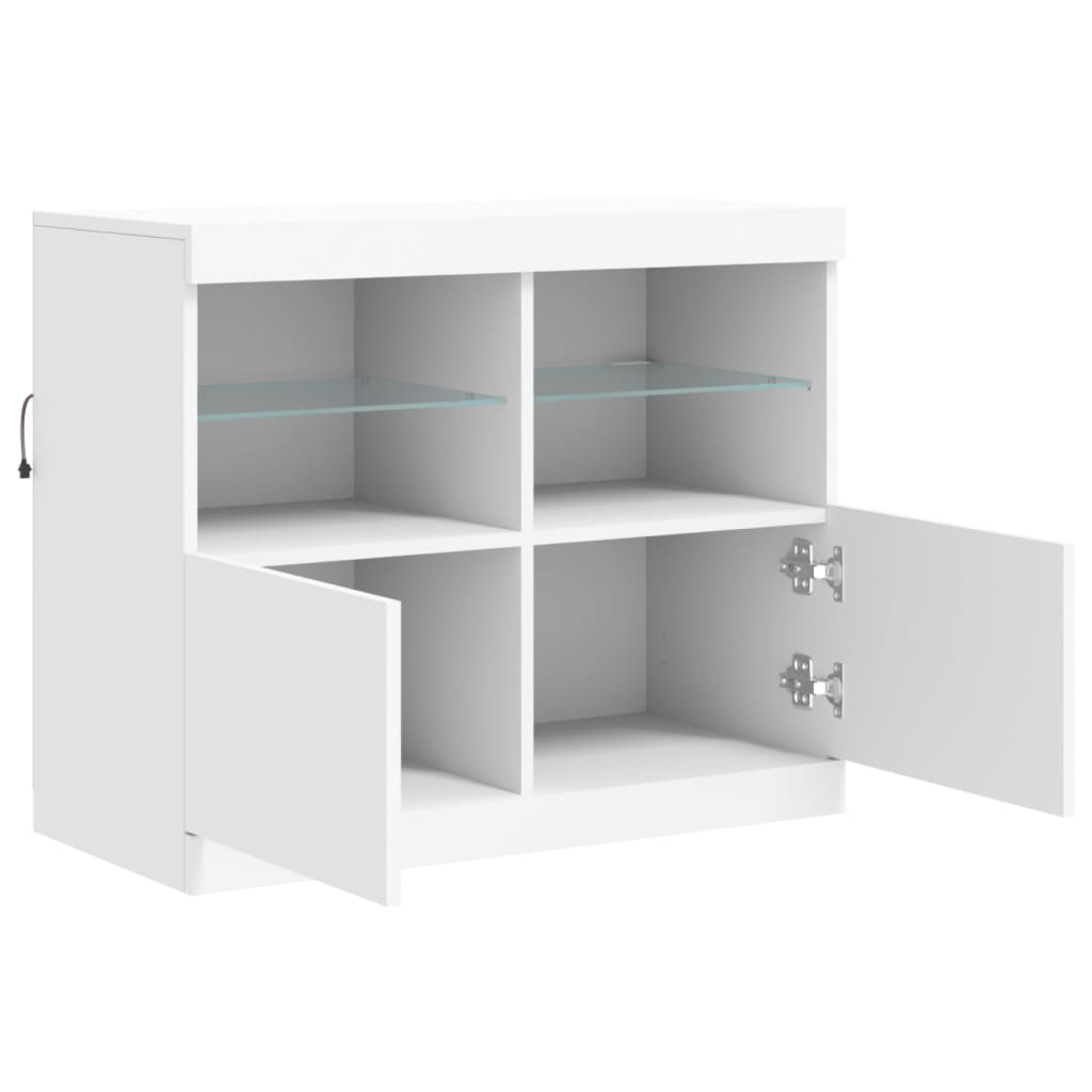 Skjenk Med Led-Lys Hvit 81X37X67 Cm