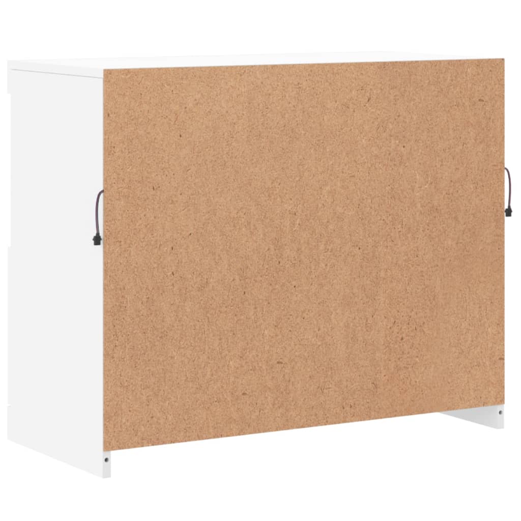 Skjenk Med Led-Lys Hvit 81X37X67 Cm