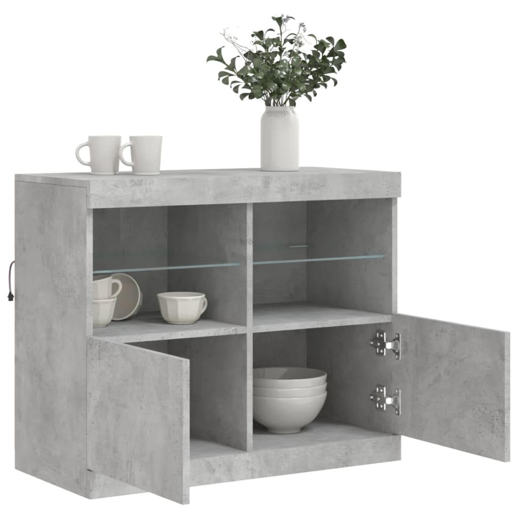 Skjenk Med Led-Lys Betonggrå 81X37X67 Cm
