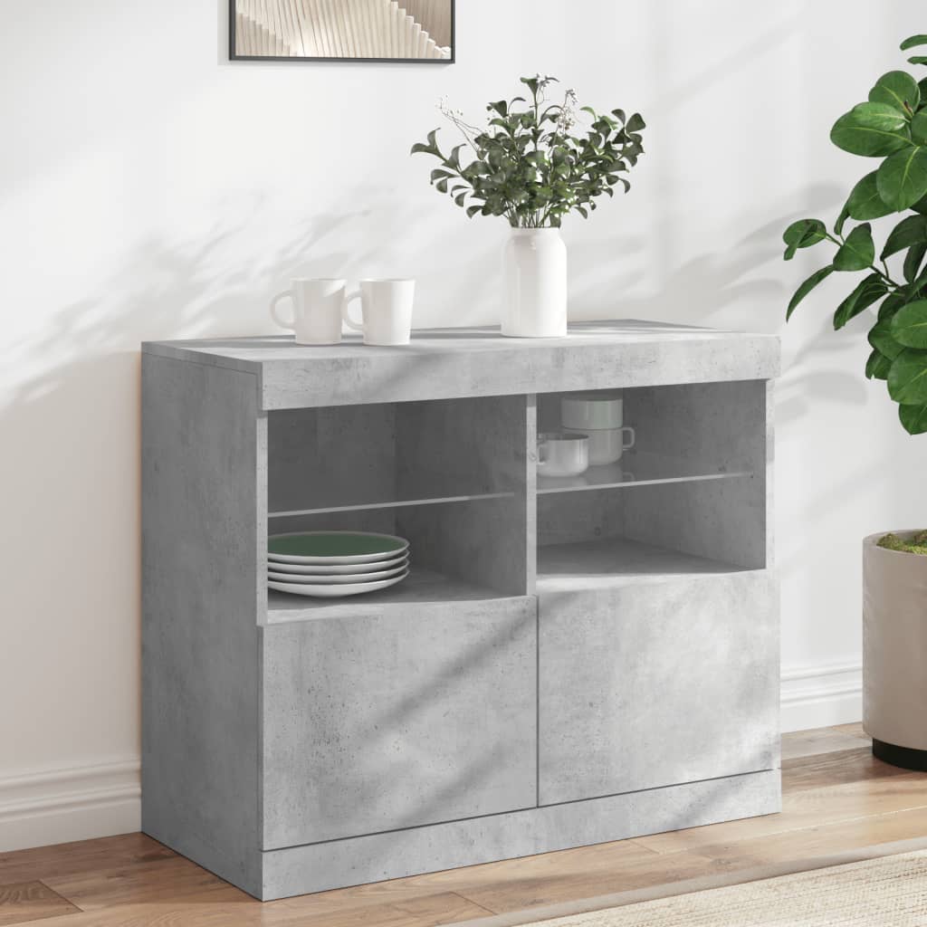 Skjenk Med Led-Lys Betonggrå 81X37X67 Cm