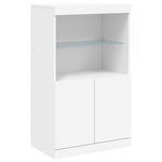 Skjenk Med Led-Lys Hvit 60,5X37X100 Cm