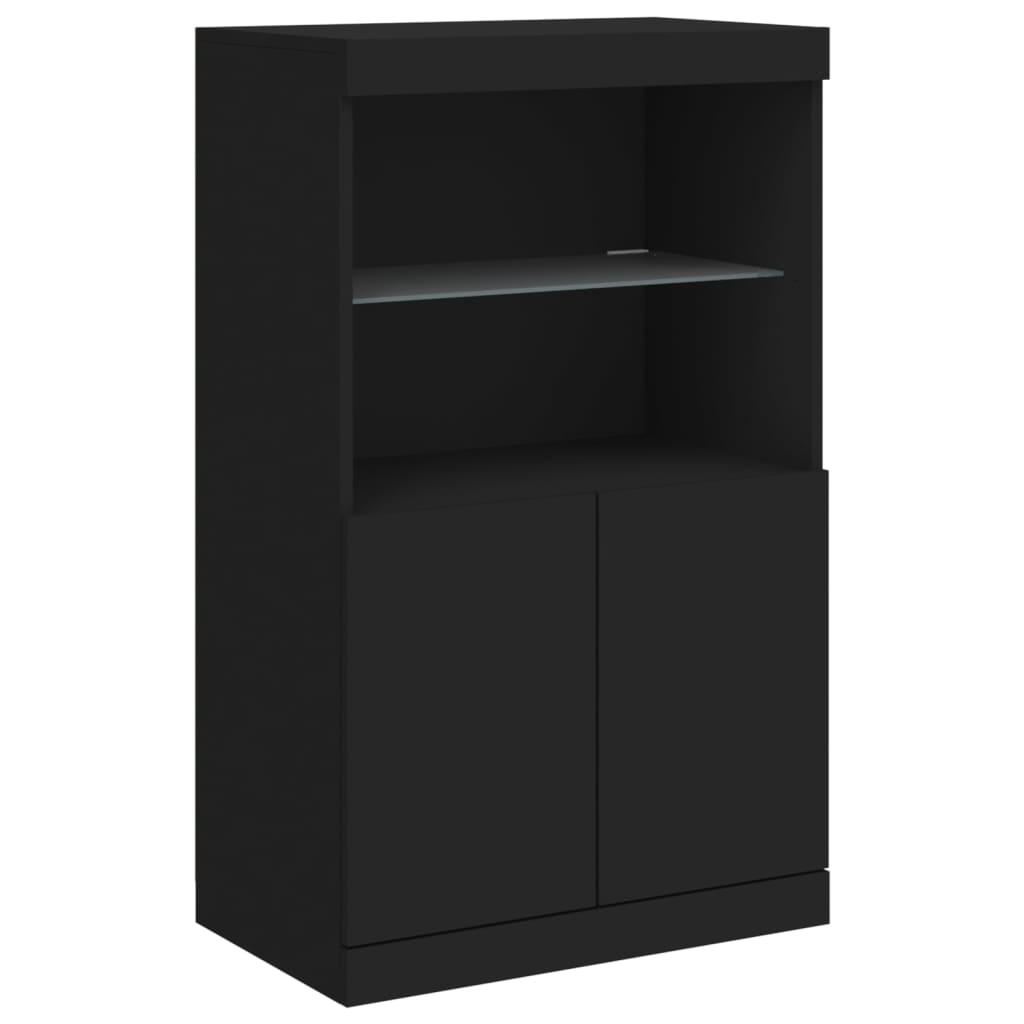 Skjenk Med Led-Lys Svart 60,5X37X100 Cm