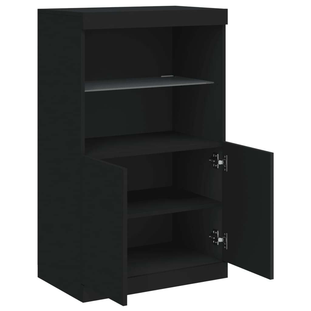 Skjenk Med Led-Lys Svart 60,5X37X100 Cm