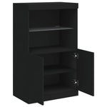 Skjenk Med Led-Lys Svart 60,5X37X100 Cm
