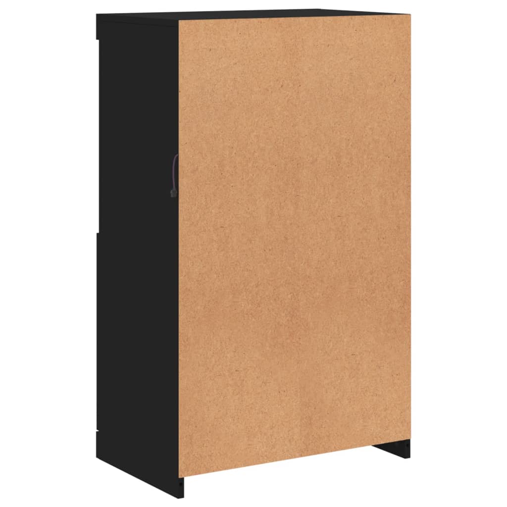 Skjenk Med Led-Lys Svart 60,5X37X100 Cm