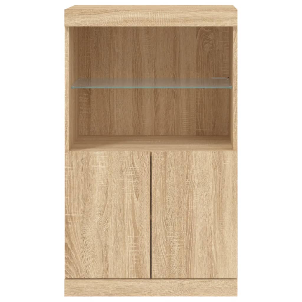 Skjenk Med Led-Lys Sonoma Eik 60,5X37X100 Cm