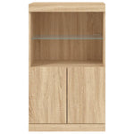Skjenk Med Led-Lys Sonoma Eik 60,5X37X100 Cm