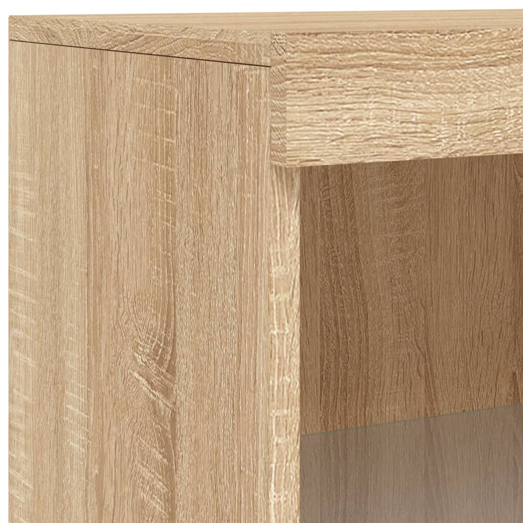 Skjenk Med Led-Lys Sonoma Eik 60,5X37X100 Cm
