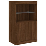 Skjenk Med Led-Lys Brun Eik 60,5X37X100 Cm