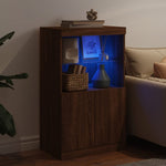 Skjenk Med Led-Lys Brun Eik 60,5X37X100 Cm