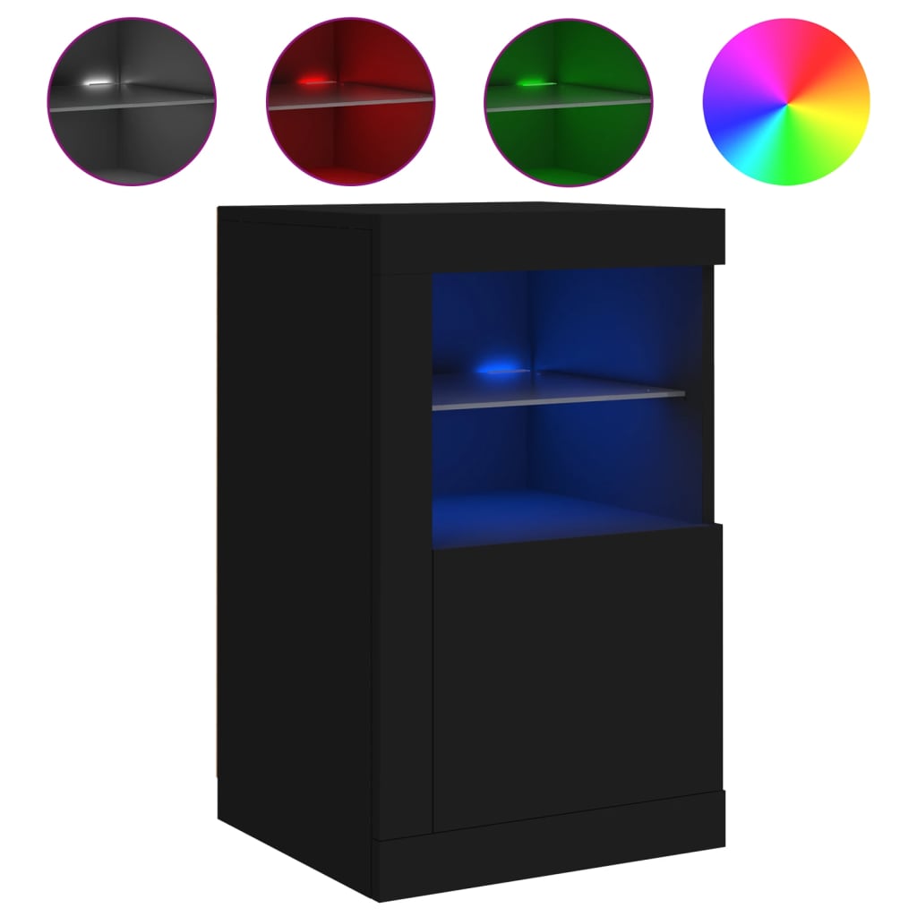 Skjenk Med Led-Lys Svart 41X37X67 Cm