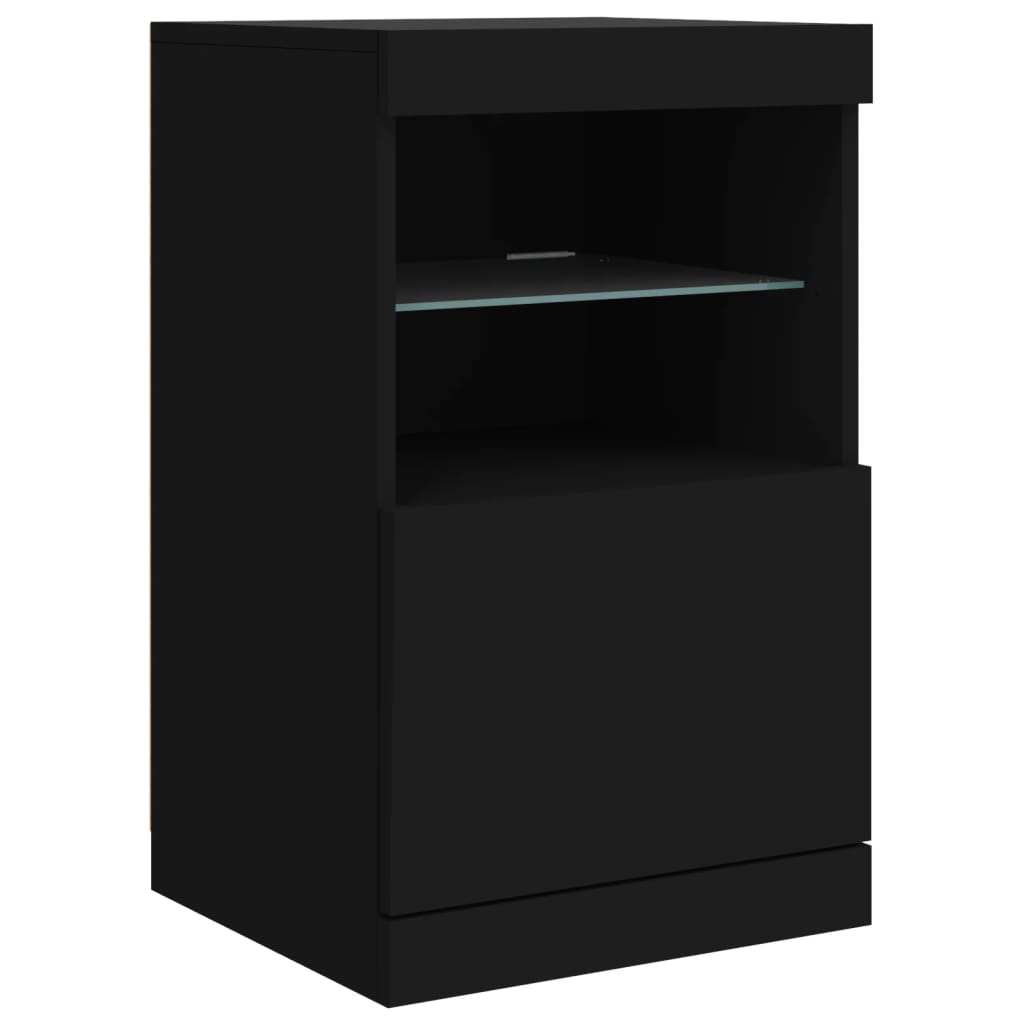 Skjenk Med Led-Lys Svart 41X37X67 Cm