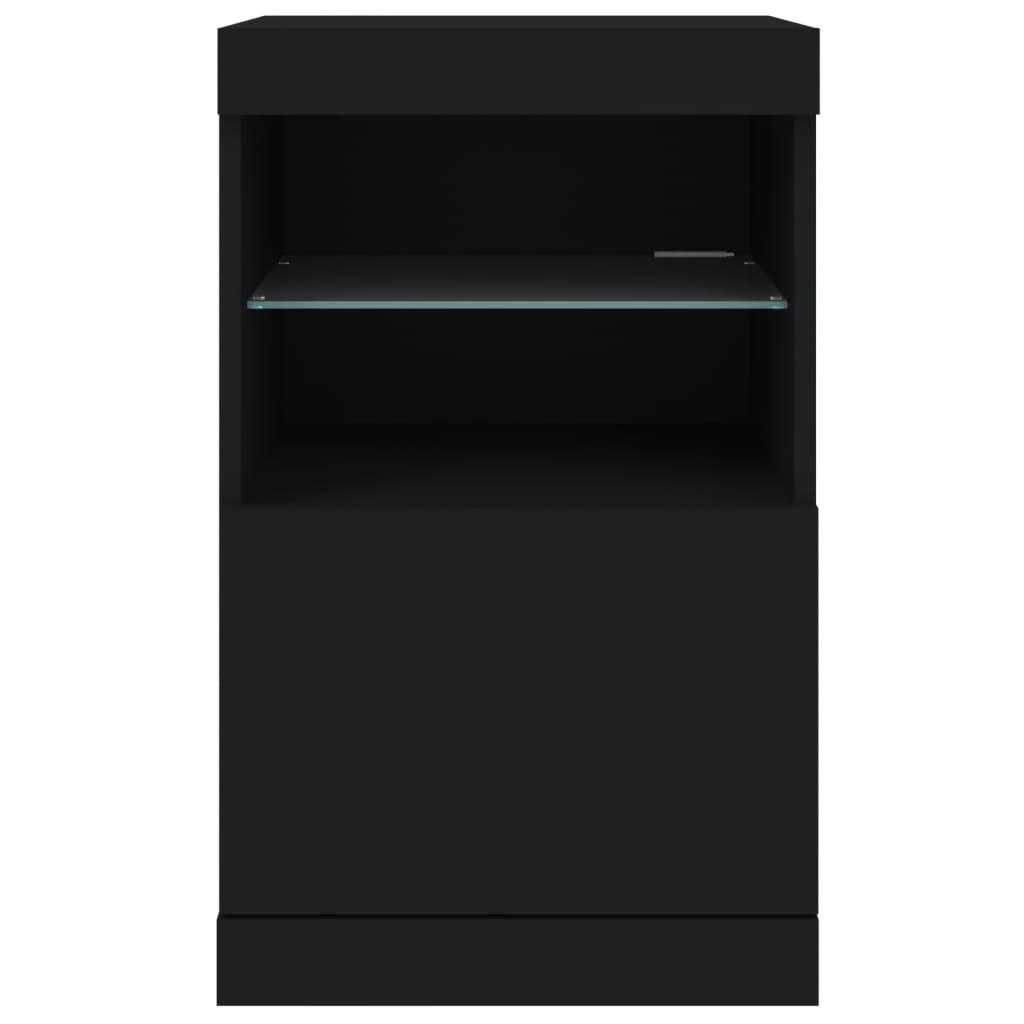 Skjenk Med Led-Lys Svart 41X37X67 Cm