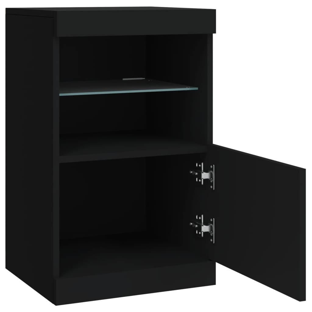 Skjenk Med Led-Lys Svart 41X37X67 Cm