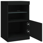 Skjenk Med Led-Lys Svart 41X37X67 Cm