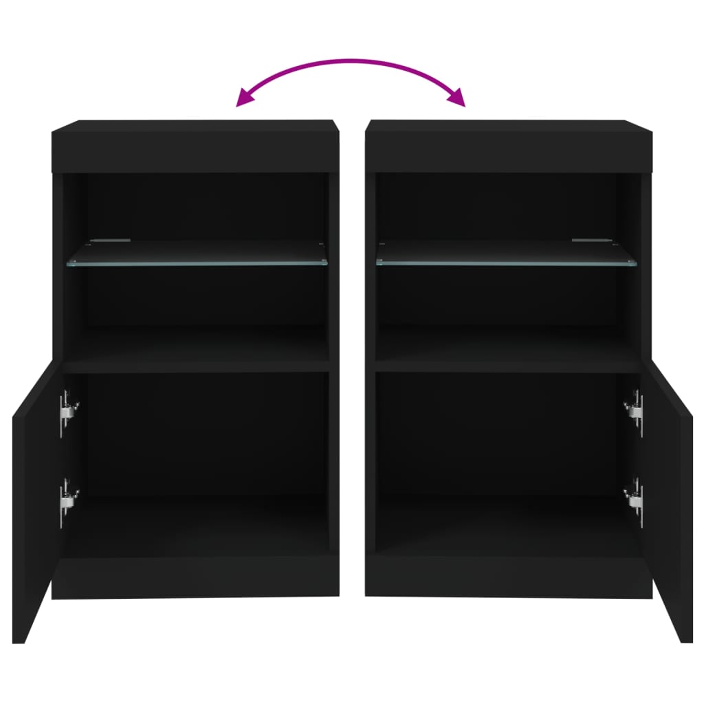 Skjenk Med Led-Lys Svart 41X37X67 Cm