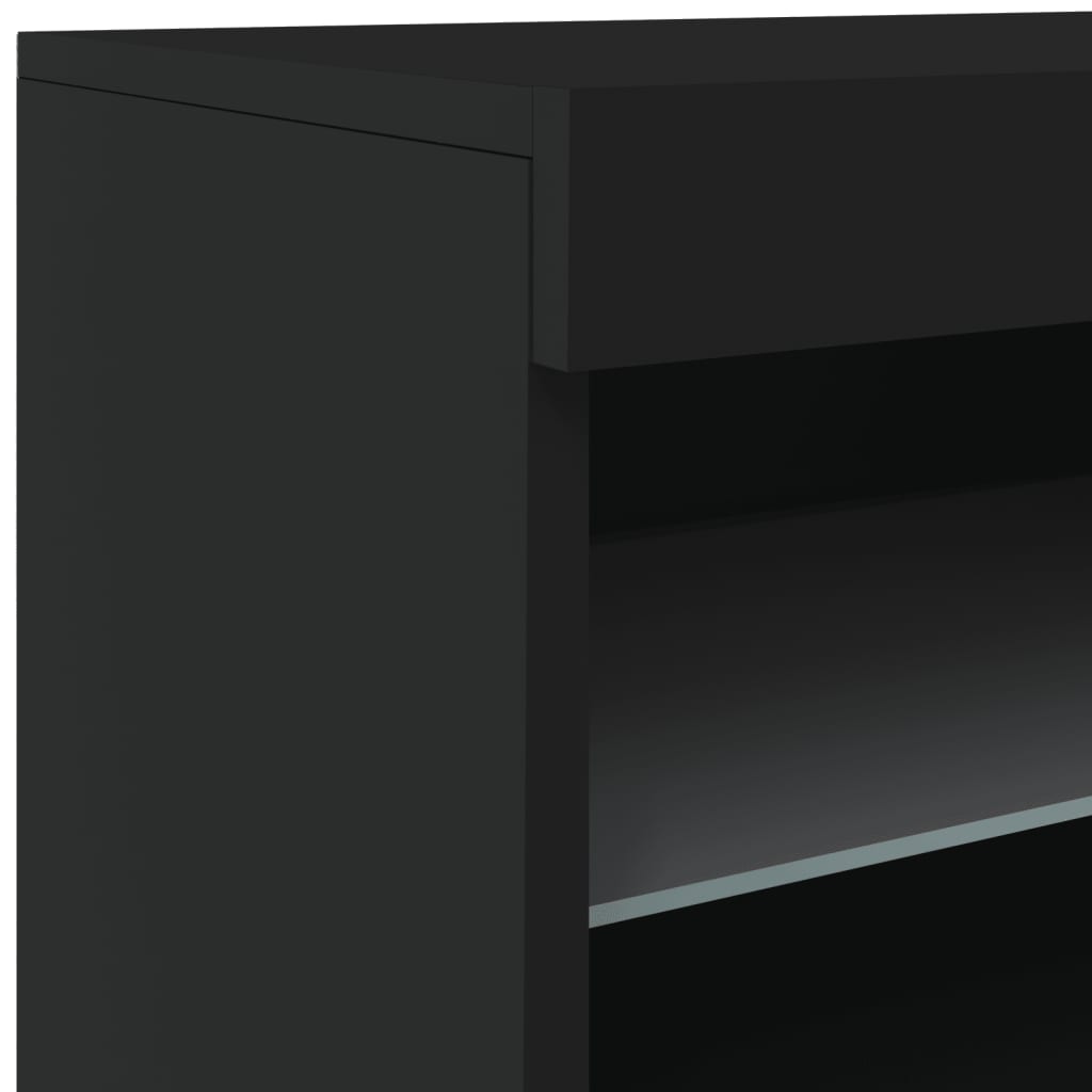 Skjenk Med Led-Lys Svart 41X37X67 Cm