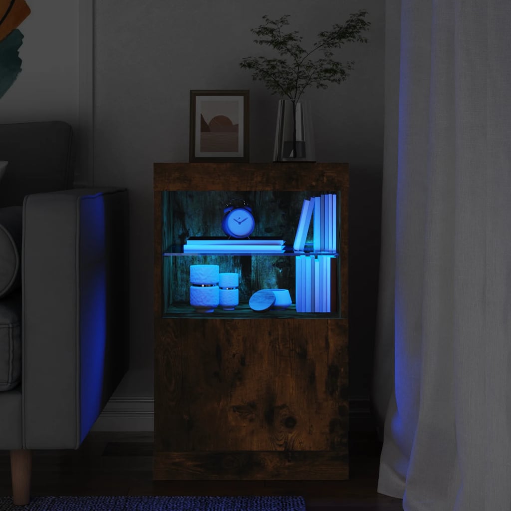 Skjenk Med Led-Lys Røkt Eik 41X37X67 Cm
