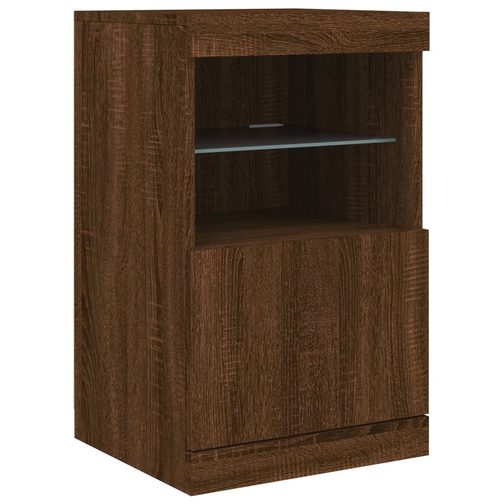 Skjenk Med Led-Lys Brun Eik 41X37X67 Cm