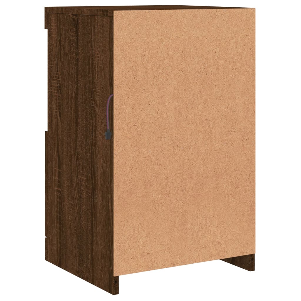 Skjenk Med Led-Lys Brun Eik 41X37X67 Cm