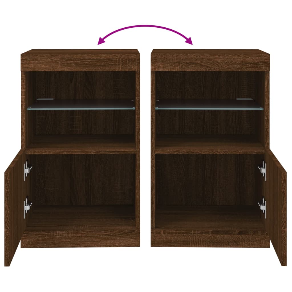 Skjenk Med Led-Lys Brun Eik 41X37X67 Cm