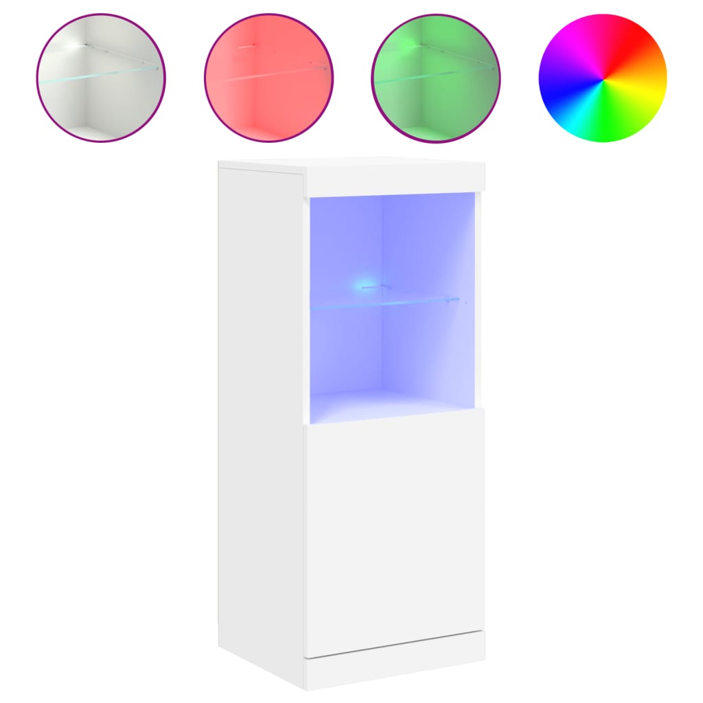 Skjenk Med Led-Lys Hvit 41X37X100 Cm