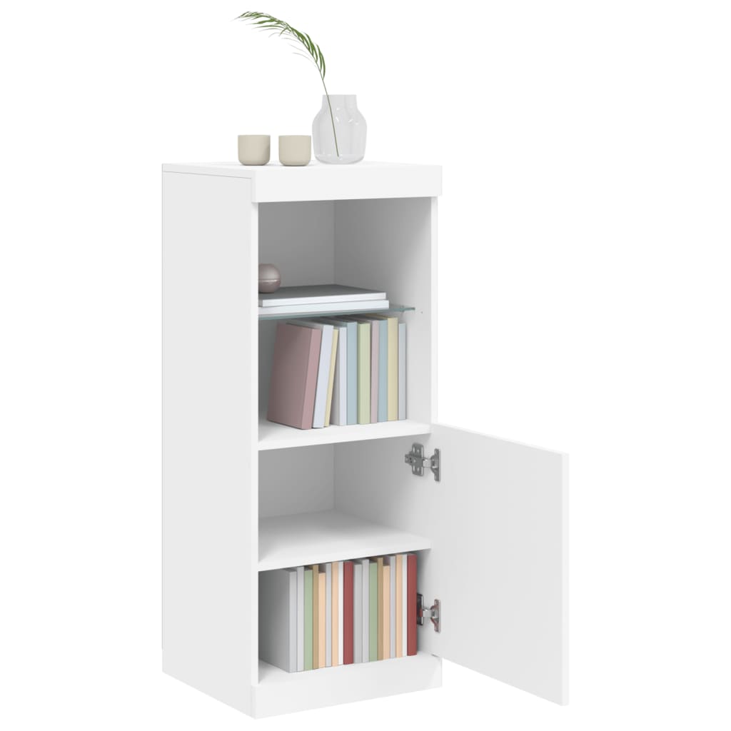 Skjenk Med Led-Lys Hvit 41X37X100 Cm