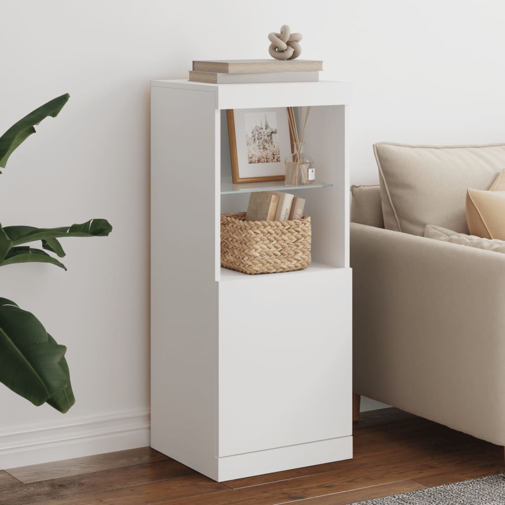 Skjenk Med Led-Lys Hvit 41X37X100 Cm