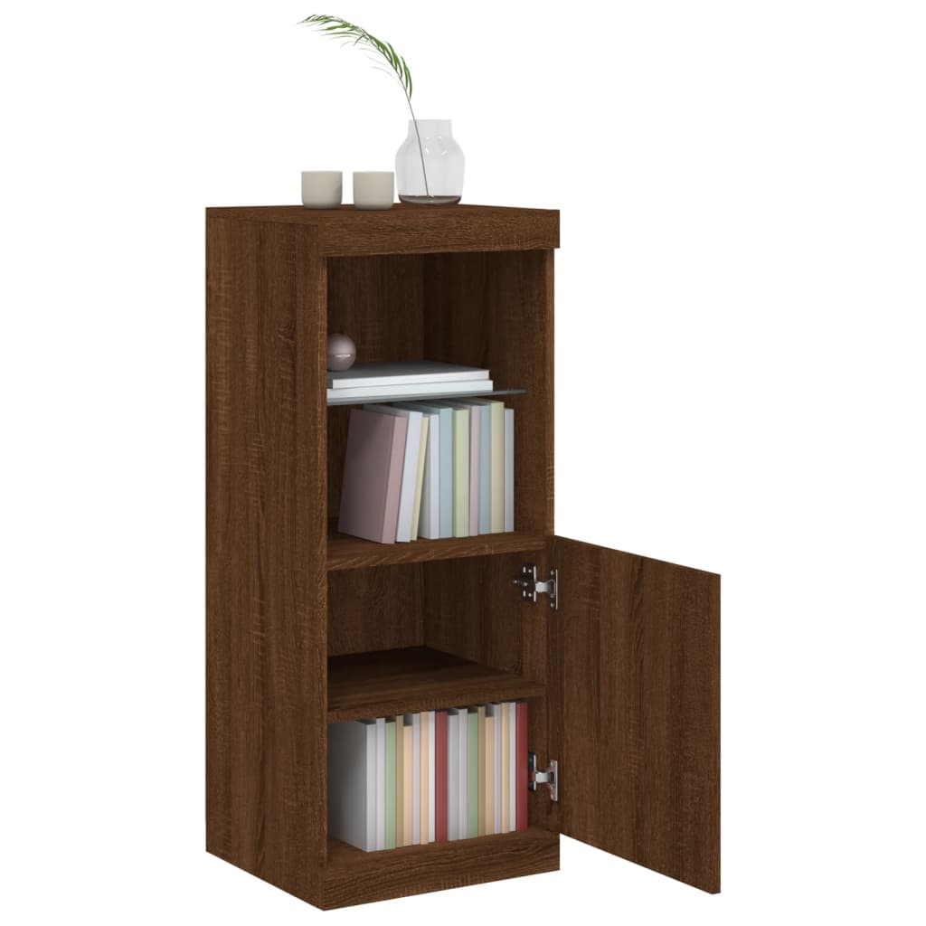 Skjenk Med Led-Lys Brun Eik 41X37X100 Cm