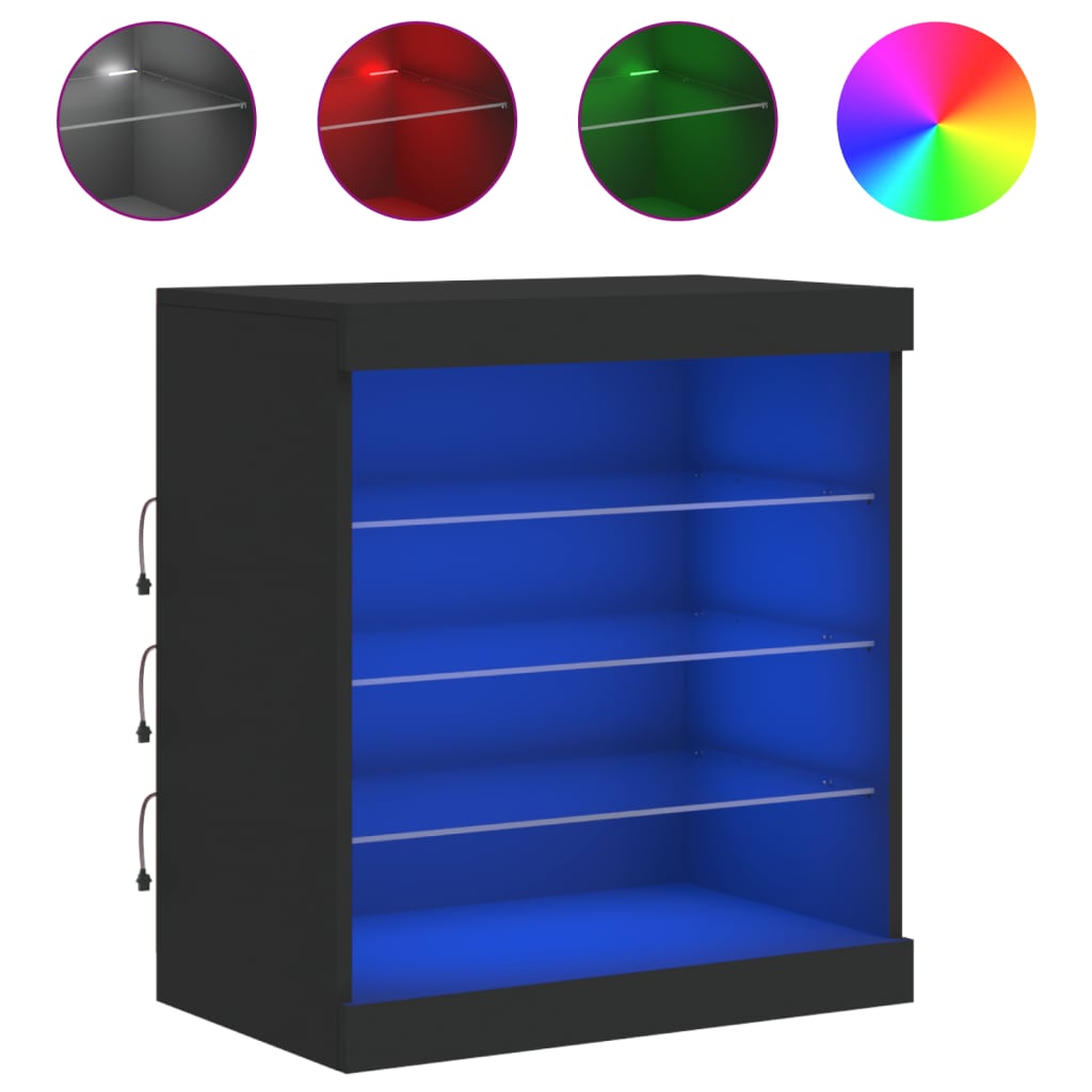 Skjenk Med Led-Lys Svart 60,5X37X67 Cm