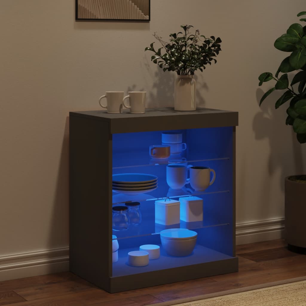 Skjenk Med Led-Lys Svart 60,5X37X67 Cm