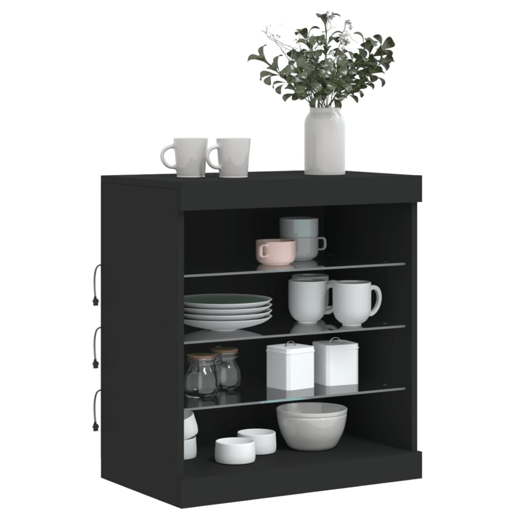Skjenk Med Led-Lys Svart 60,5X37X67 Cm