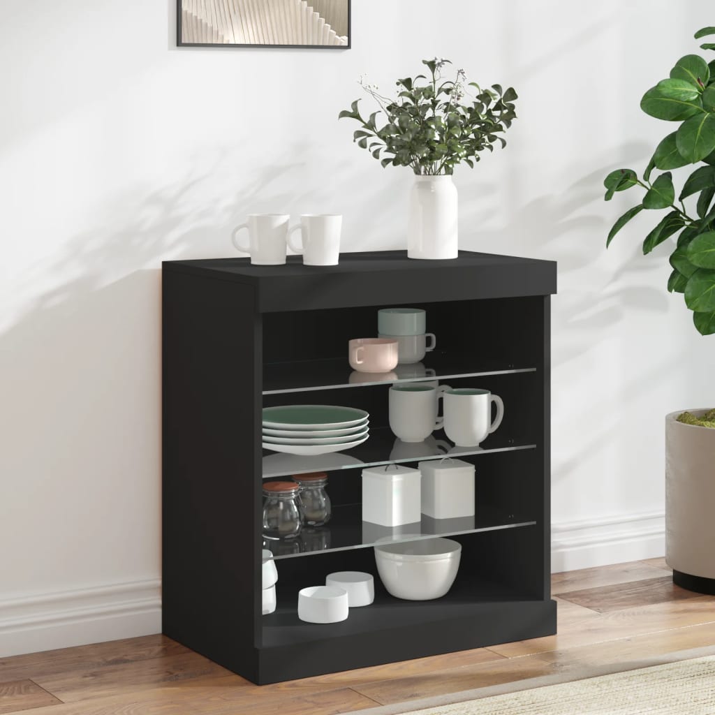 Skjenk Med Led-Lys Svart 60,5X37X67 Cm
