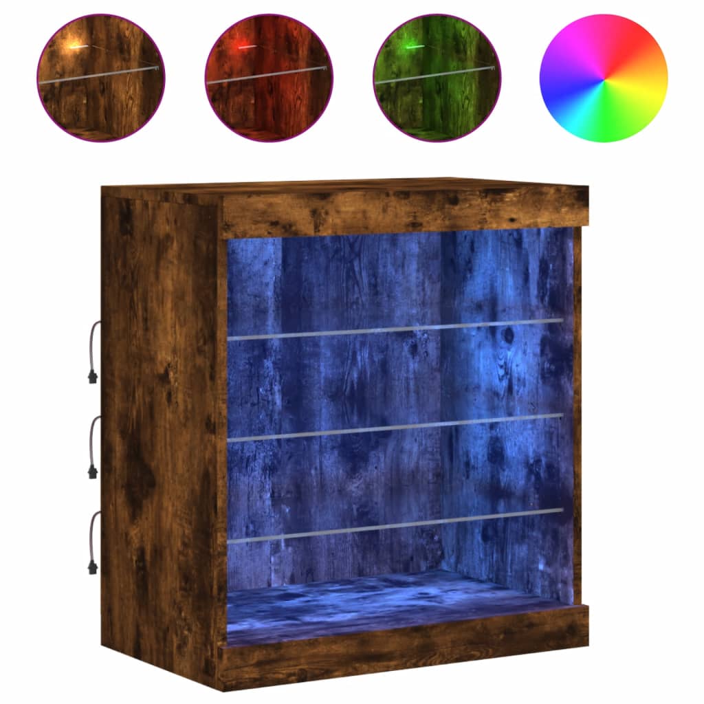 Skjenk Med Led-Lys Røkt Eik 60,5X37X67 Cm