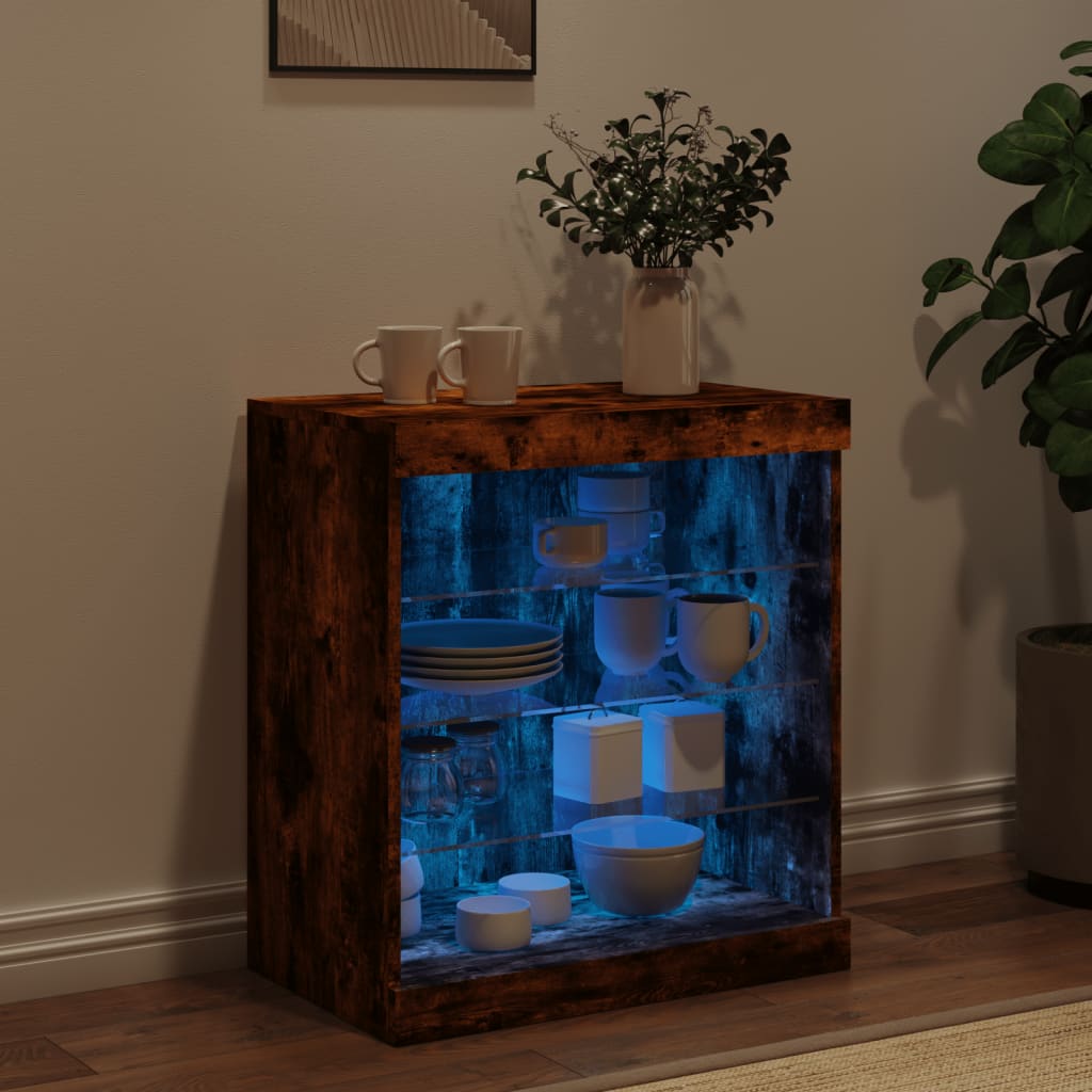 Skjenk Med Led-Lys Røkt Eik 60,5X37X67 Cm
