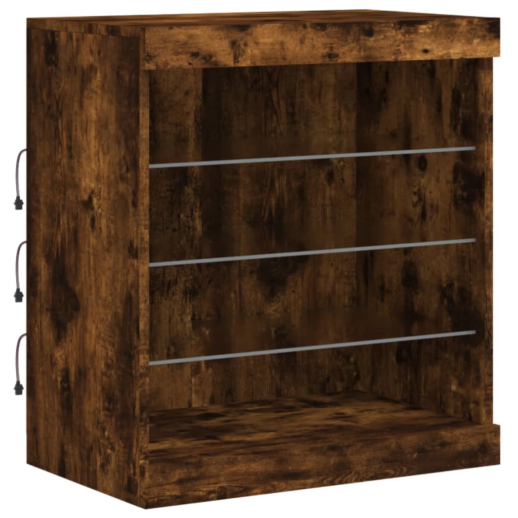 Skjenk Med Led-Lys Røkt Eik 60,5X37X67 Cm