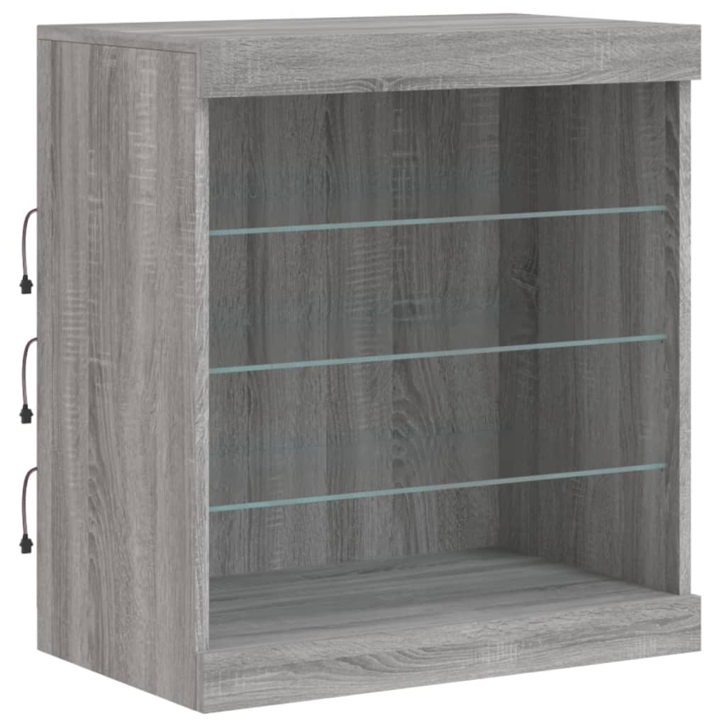 Skjenk Med Led-Lys Grå Sonoma 60,5X37X67 Cm