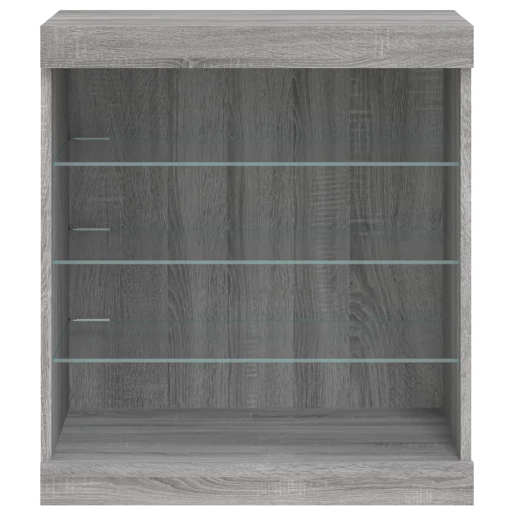 Skjenk Med Led-Lys Grå Sonoma 60,5X37X67 Cm