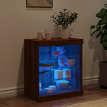 Skjenk Med Led-Lys Brun Eik 60,5X37X67 Cm