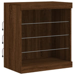 Skjenk Med Led-Lys Brun Eik 60,5X37X67 Cm