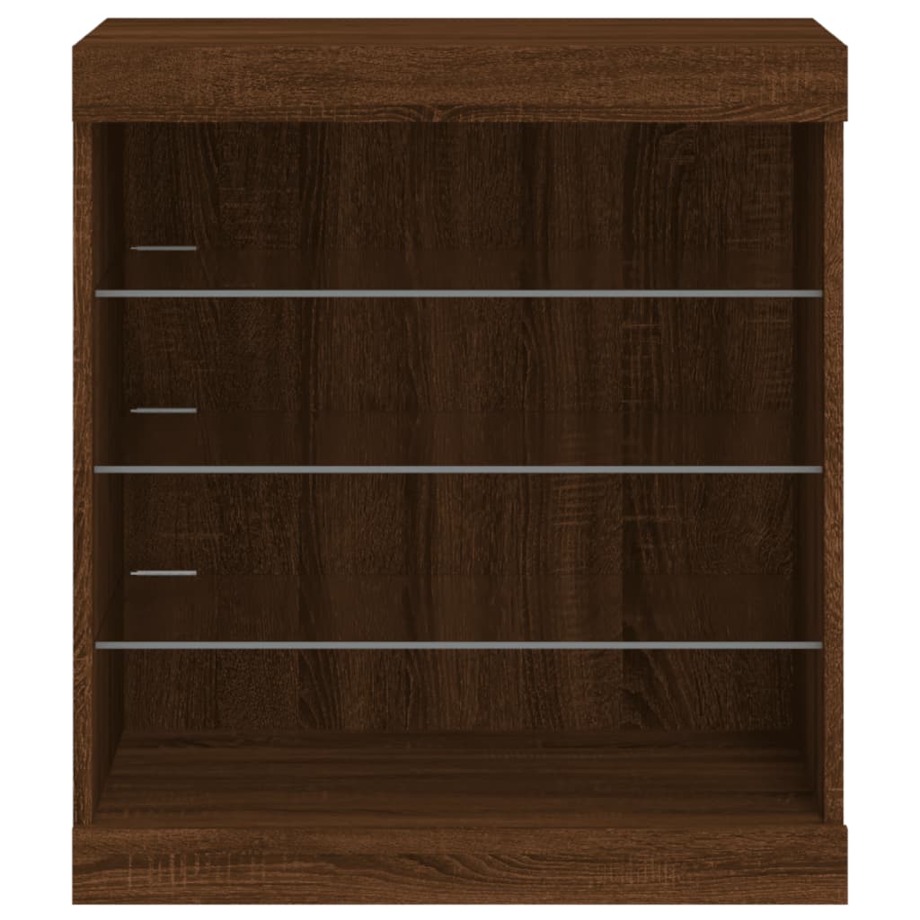 Skjenk Med Led-Lys Brun Eik 60,5X37X67 Cm
