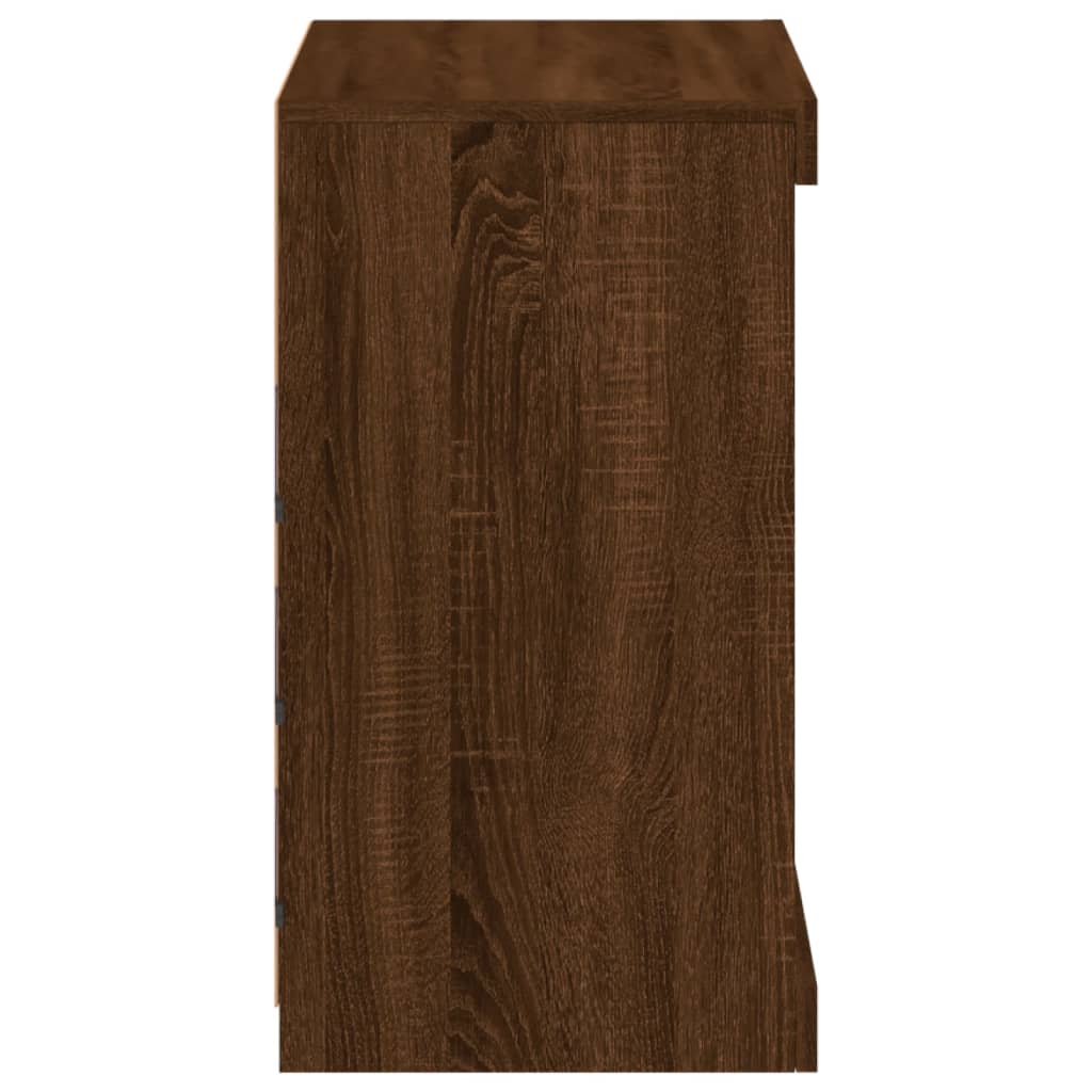 Skjenk Med Led-Lys Brun Eik 60,5X37X67 Cm