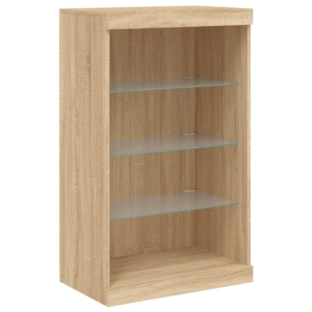 Skjenk Med Led-Lys Sonoma Eik 60,5X37X100 Cm