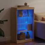 Skjenk Med Led-Lys Sonoma Eik 60,5X37X100 Cm
